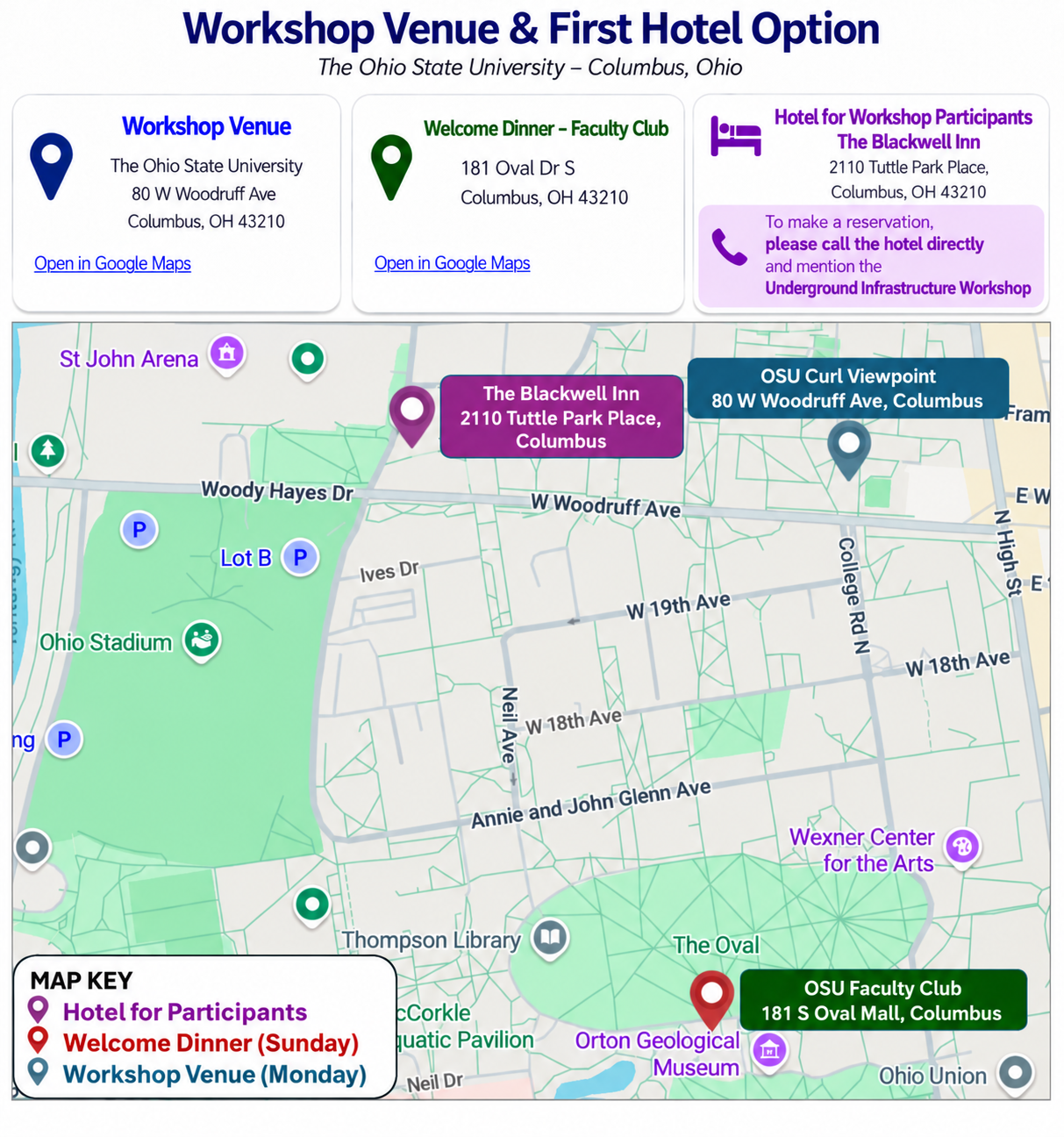 Workshop Venue, Welcome Dinner, and Hotel Information